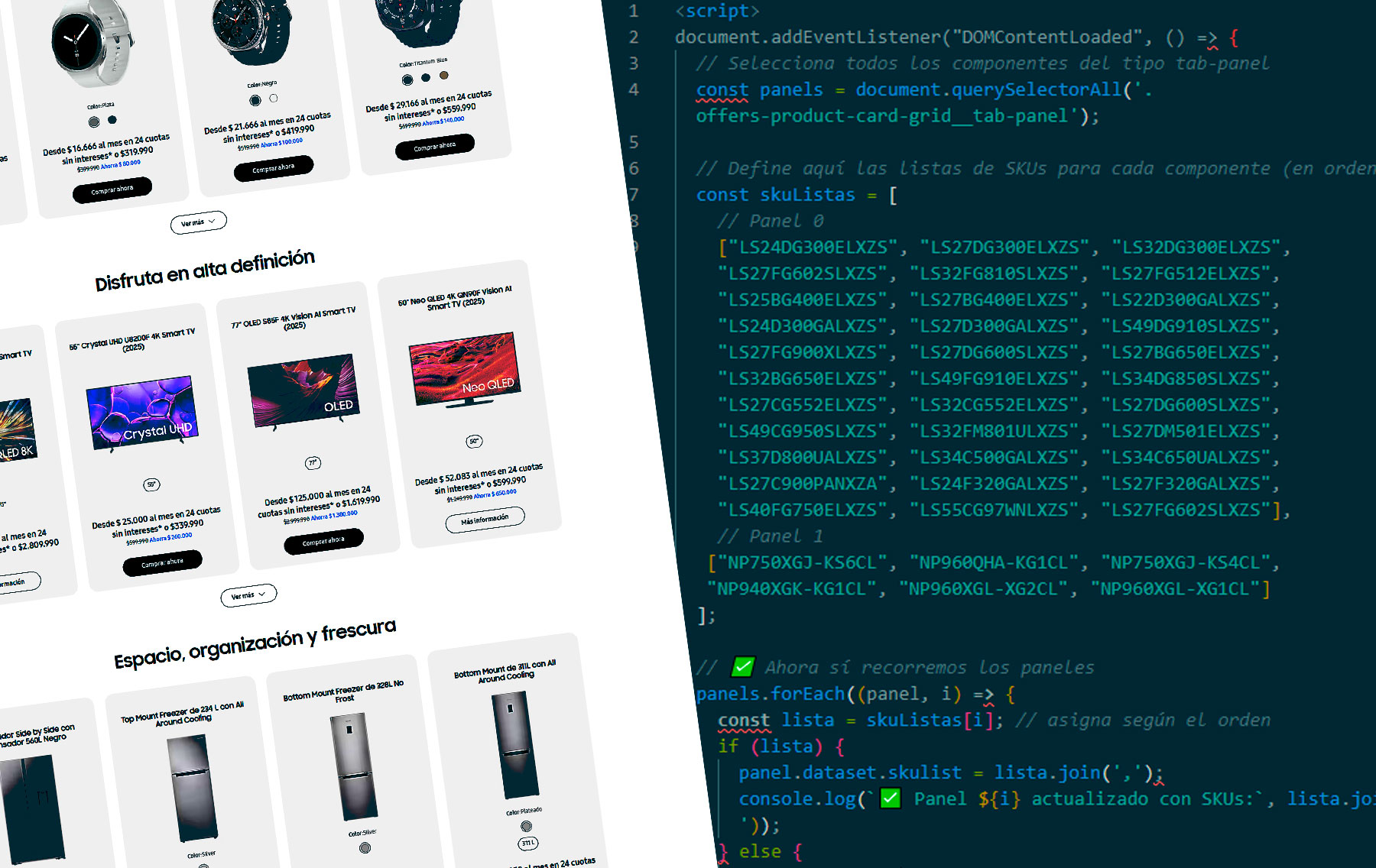 Automatización de componente dinámico mediante JavaScript